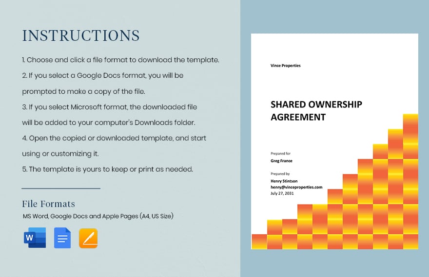 Shared Ownership Agreement Template in Word Google Docs Pages
