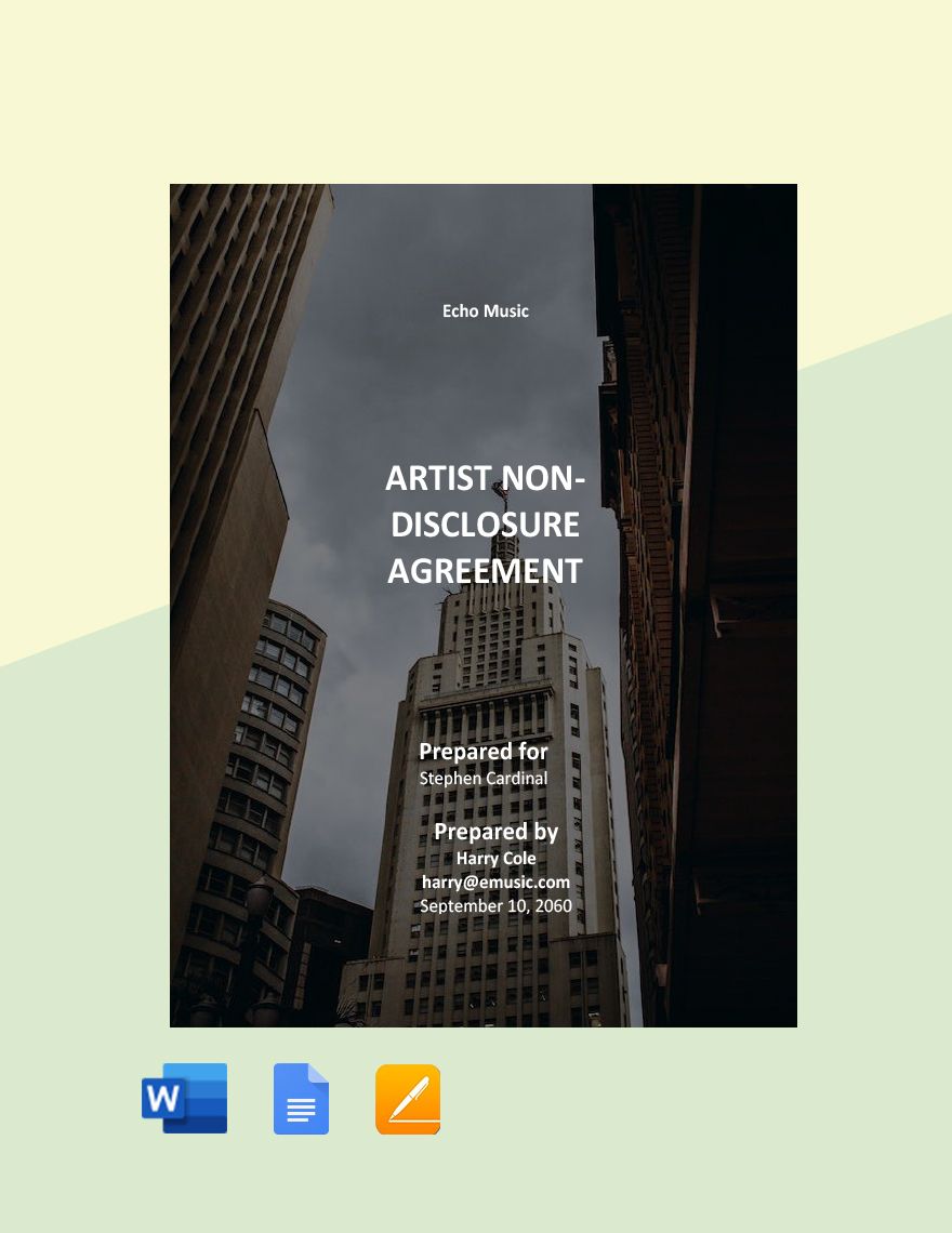 Artist Non-Disclosure Agreement Template 
