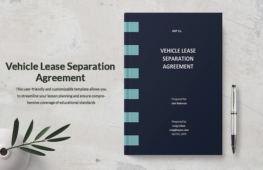 Vehicle Lease Separation Agreement Template