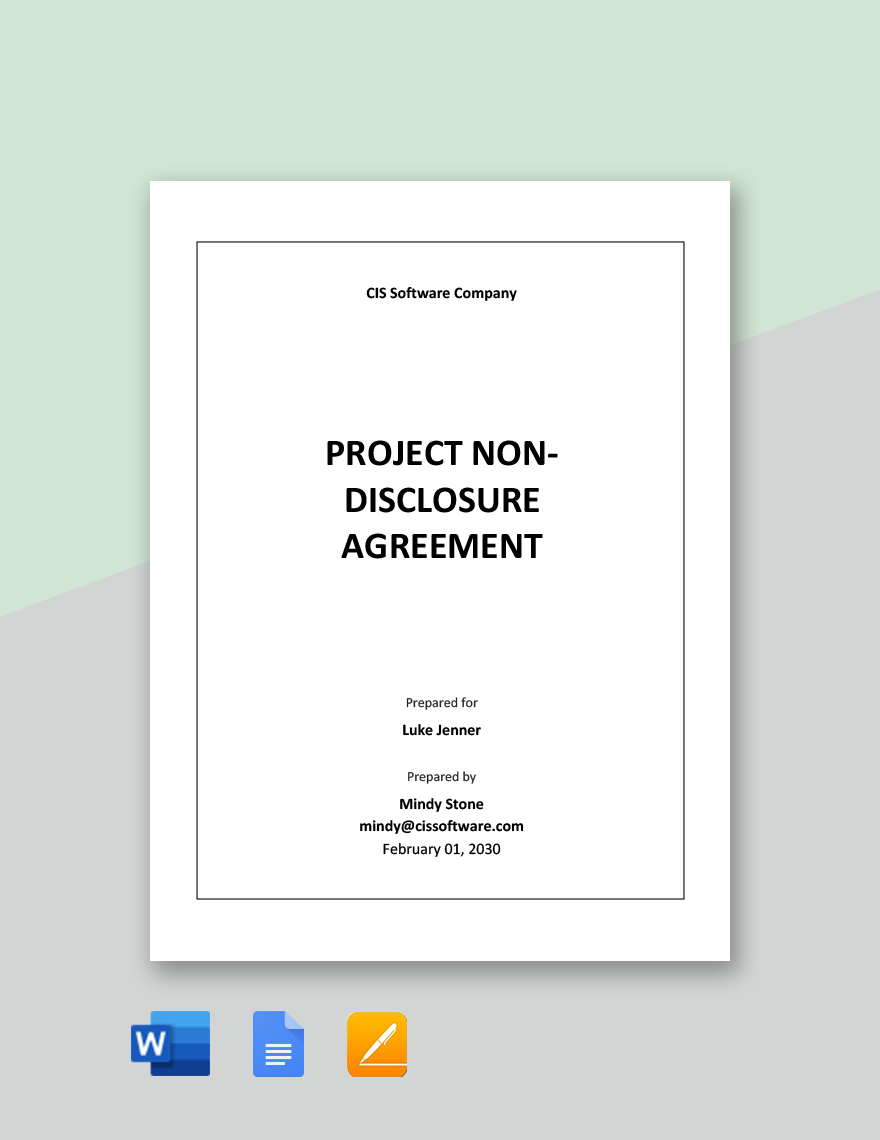 Project NonDisclosure Agreement Template Download in Word, Google