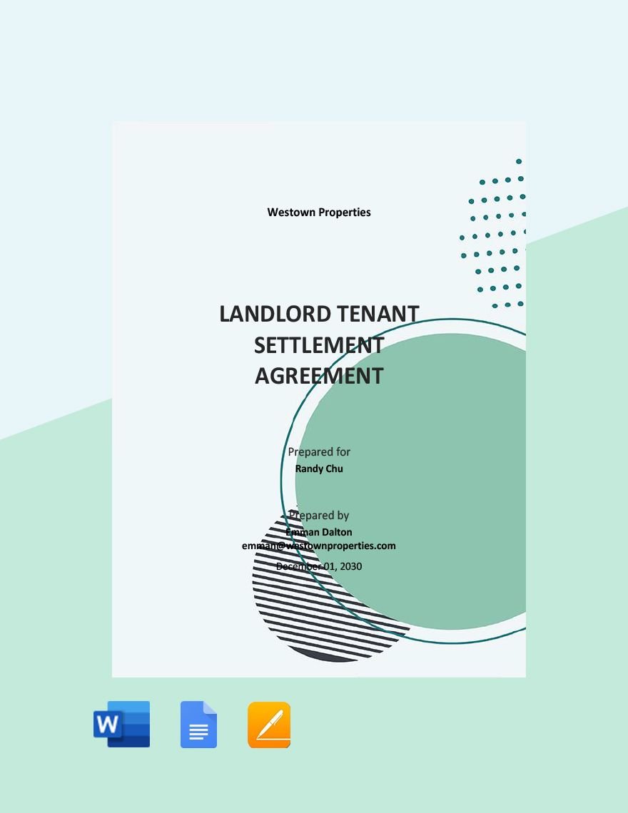 Landlord Tenant Settlement Agreement Template