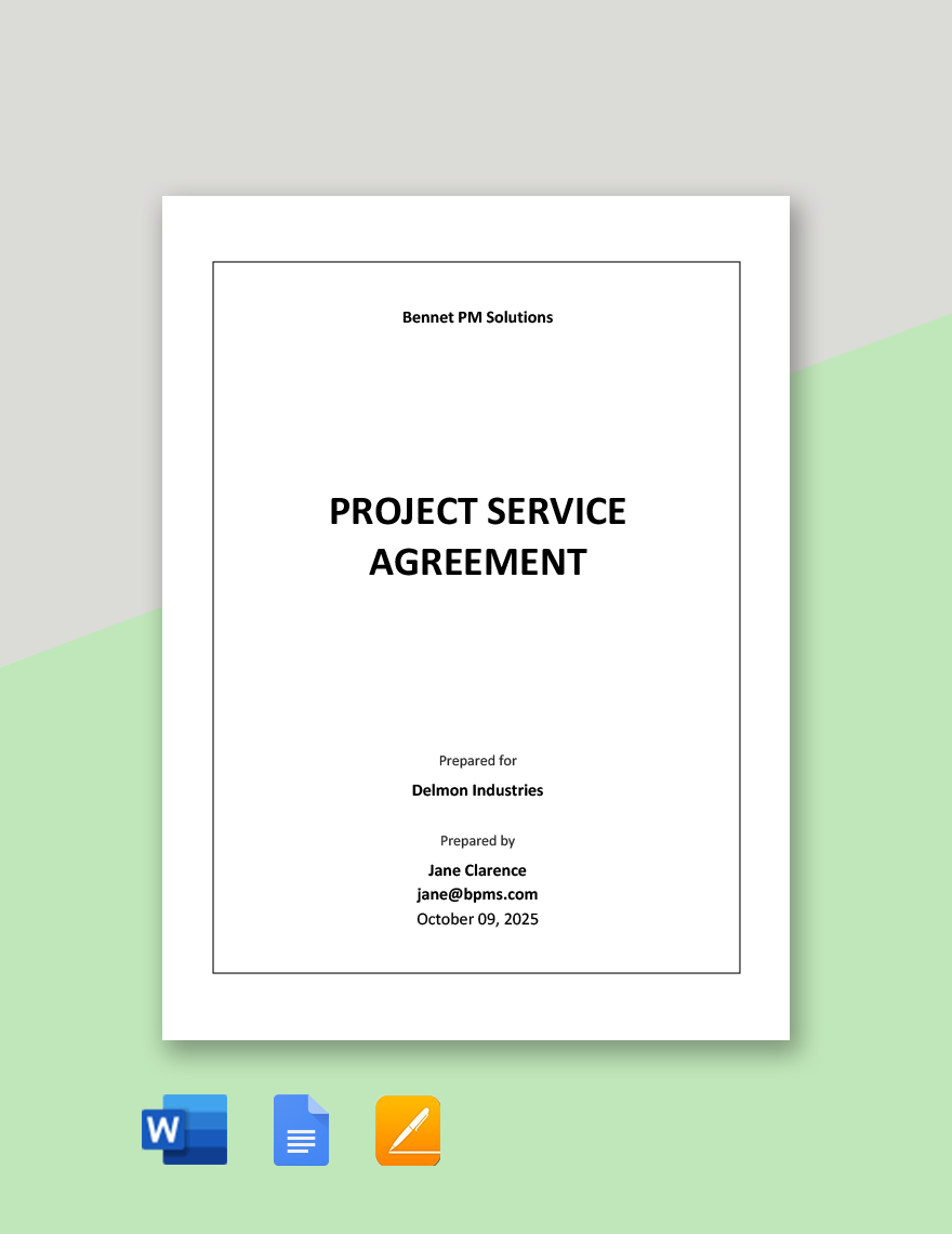 Free Project Services Agreement Template in Word, Google Docs, Apple Pages