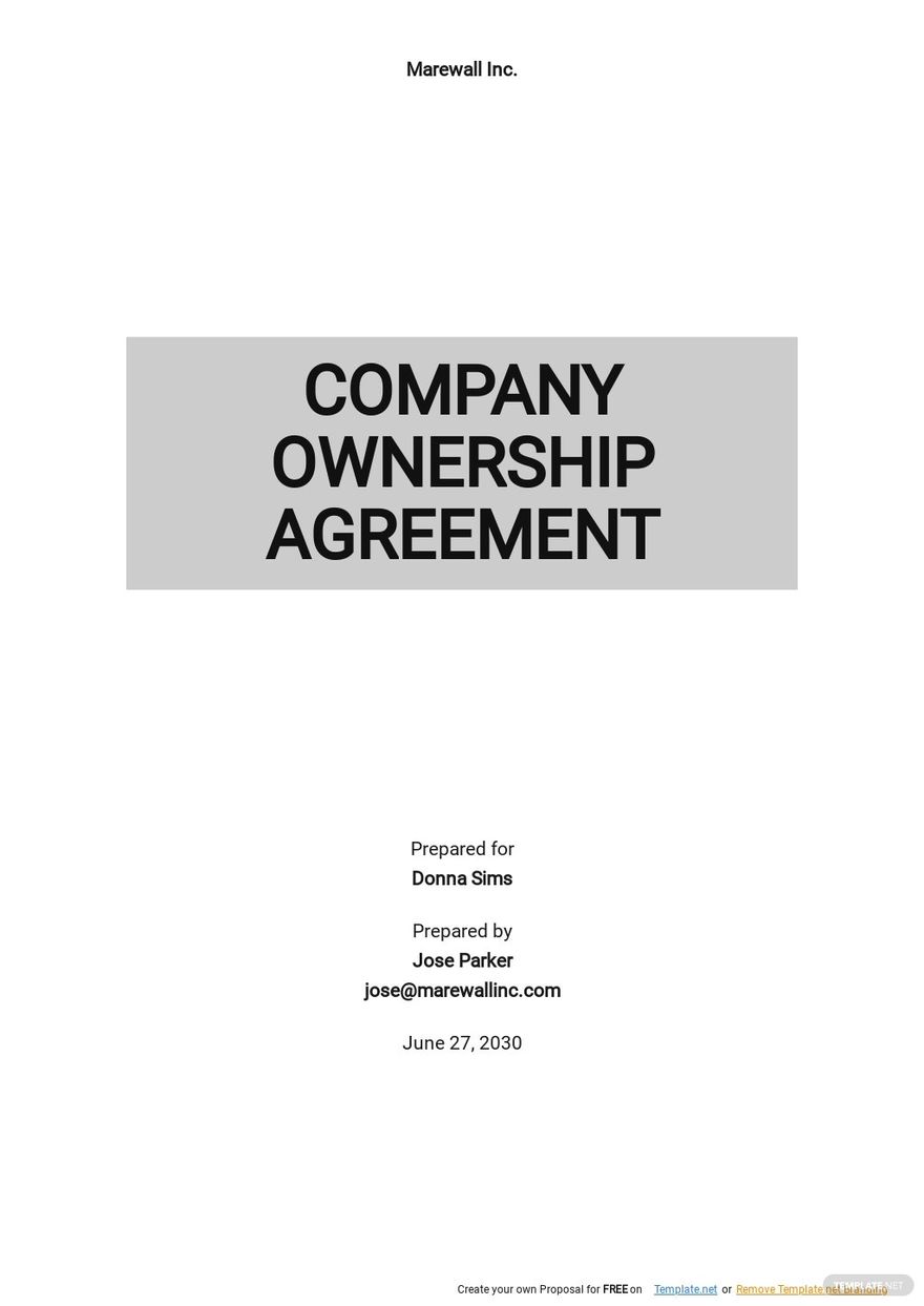 Company Ownership Agreement Template Google Docs, Word, Apple Pages