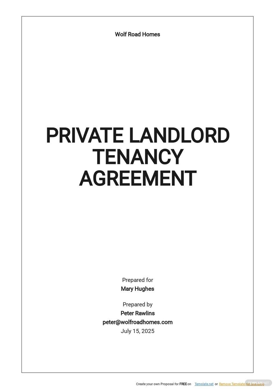 Private Landlord Tenancy Agreement Template
