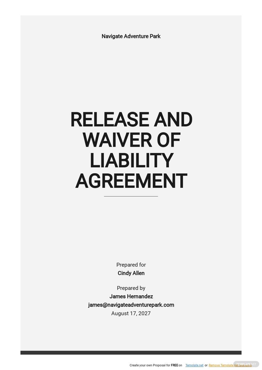 Release And Waiver Of Liability Agreement Template