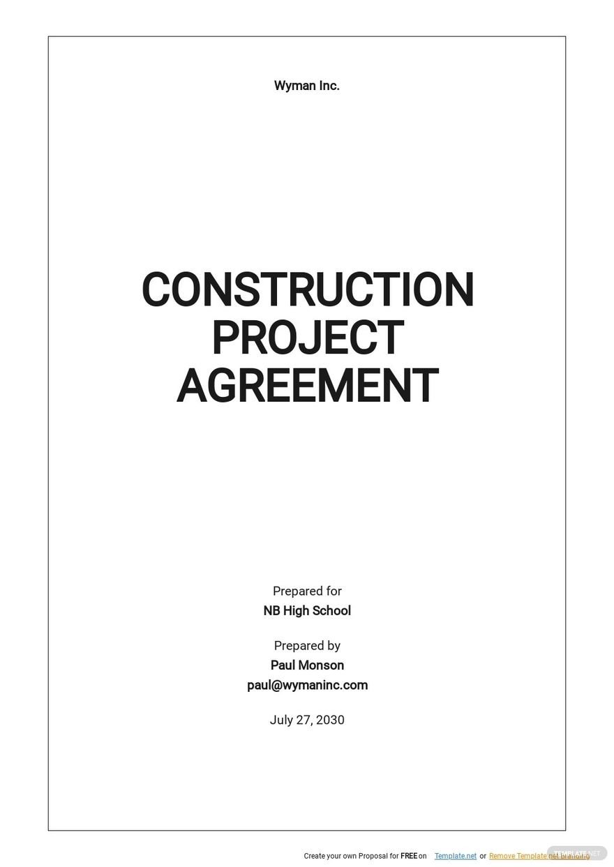 Construction Project Agreement Template Google Docs Word Apple
