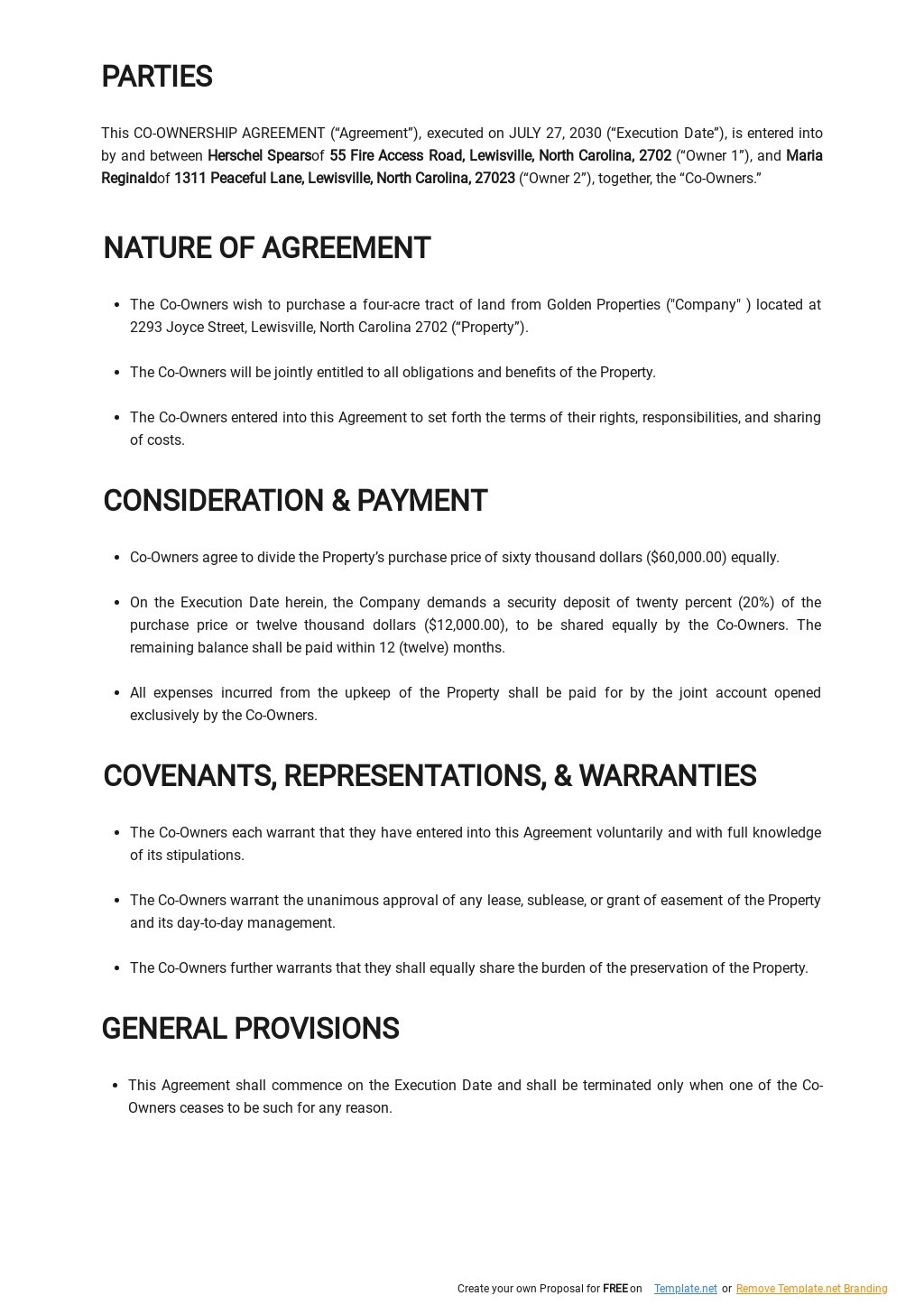business co ownership agreement template        <h3 class=