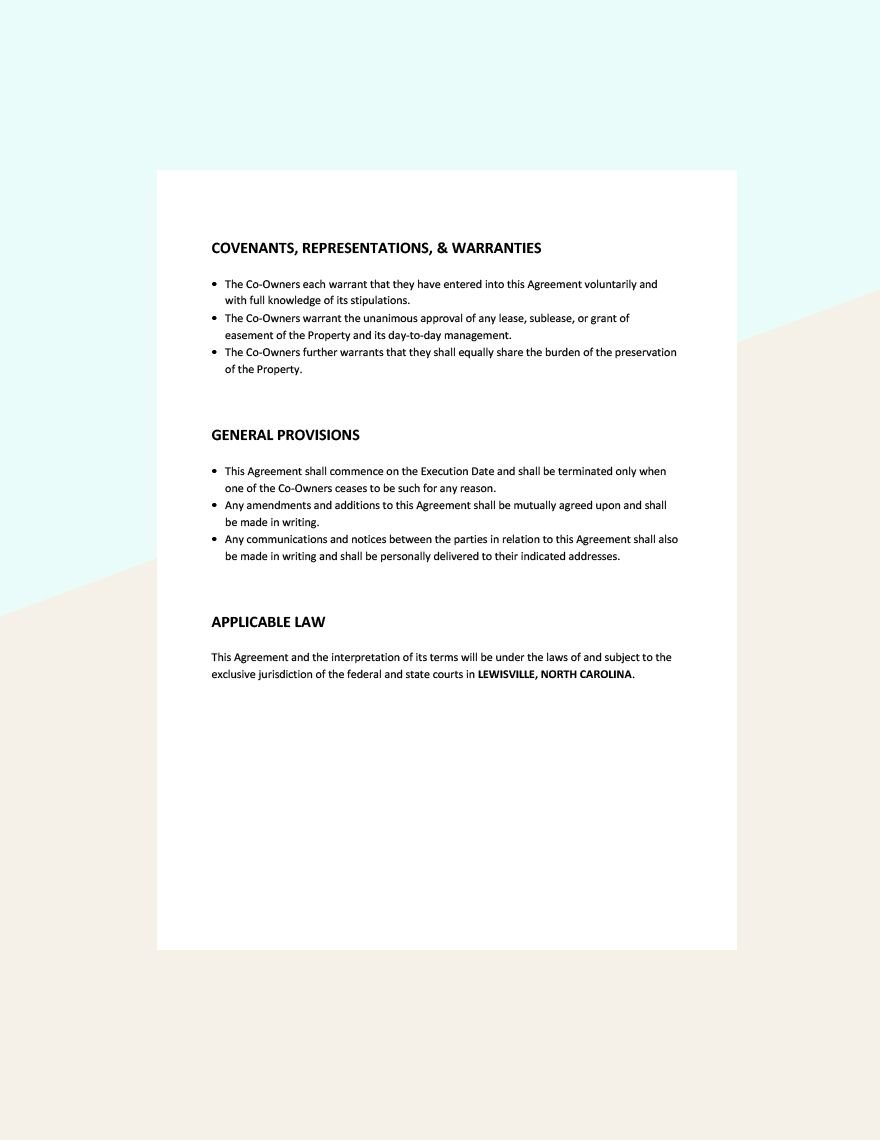 Co Ownership Agreement Template