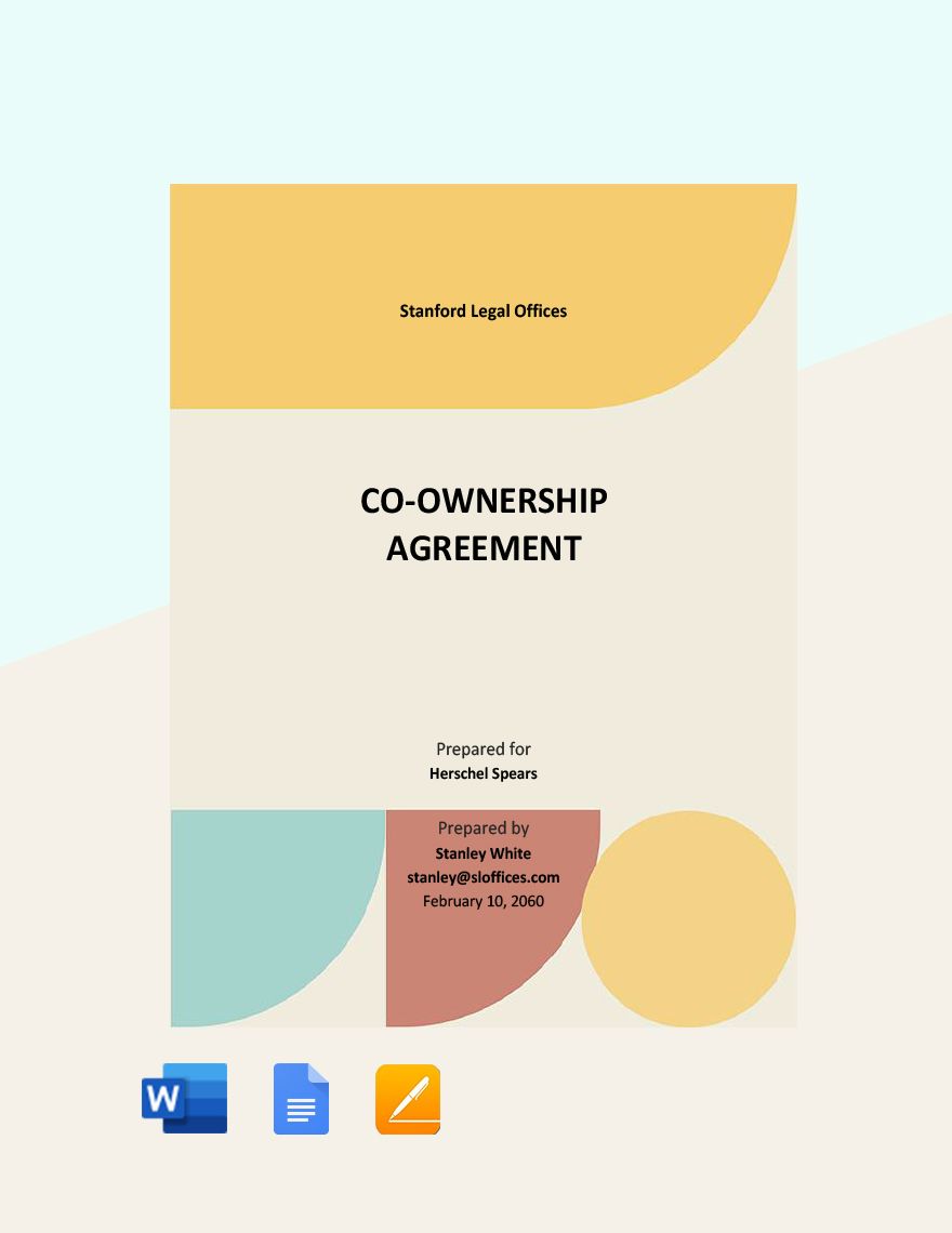 Co Ownership Agreement Template in Word, Google Docs, Apple Pages
