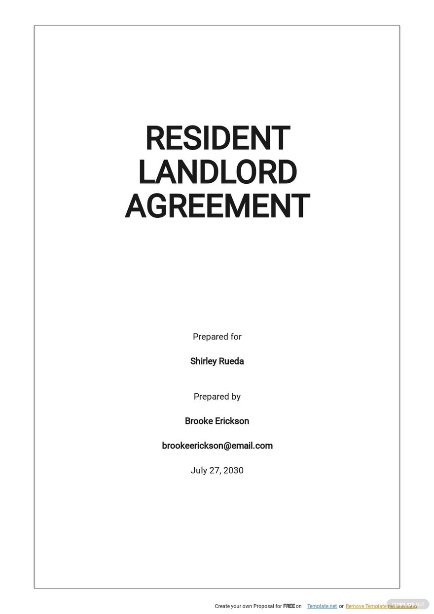 Resident Landlord Agreement Template Google Docs, Word, Apple Pages