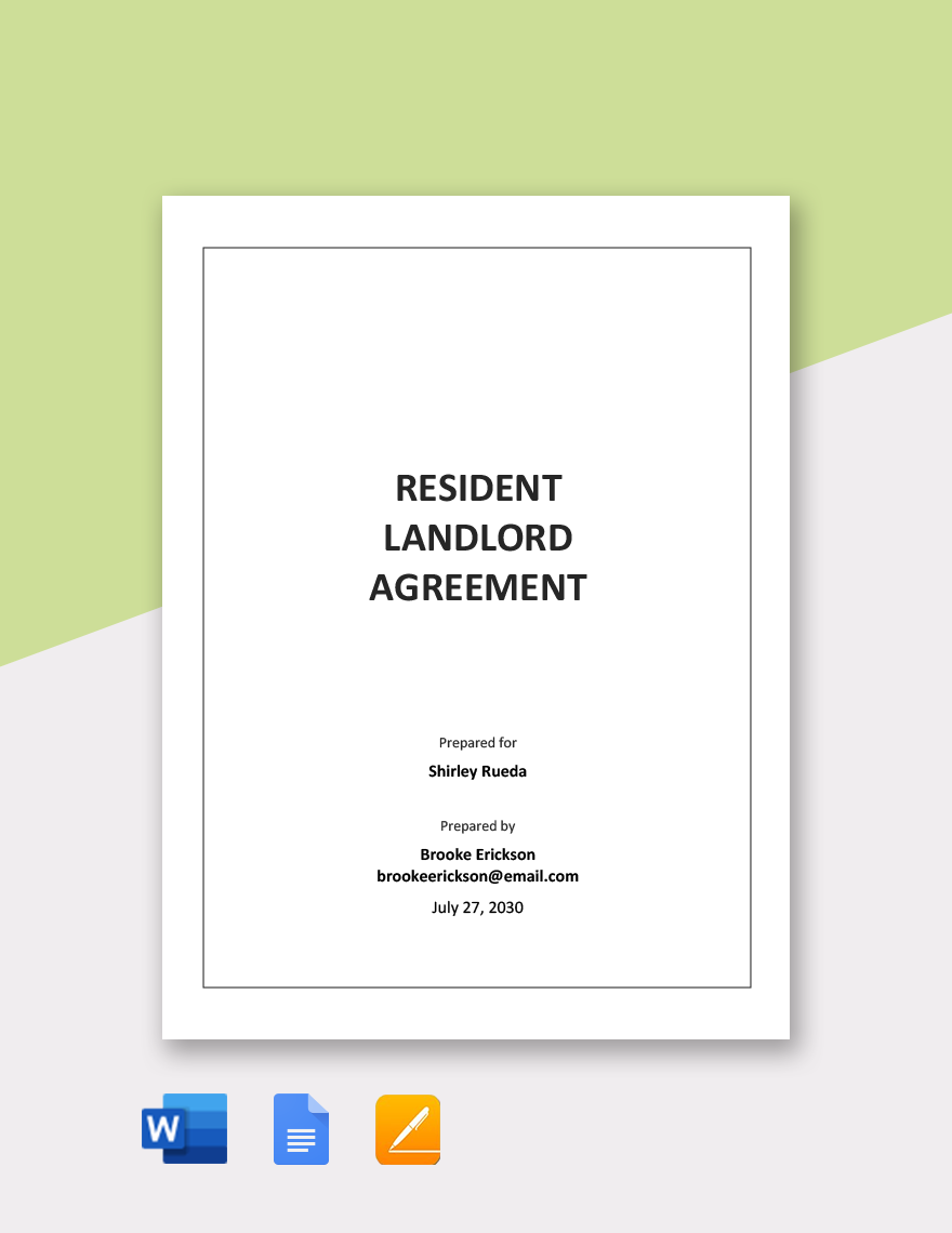 Resident Landlord Agreement Template