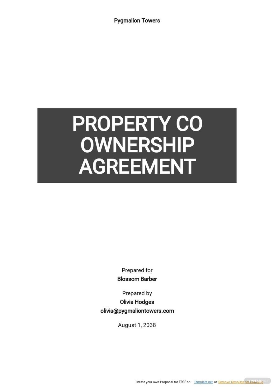 Property Co Ownership Agreement Template Free Printable Templates