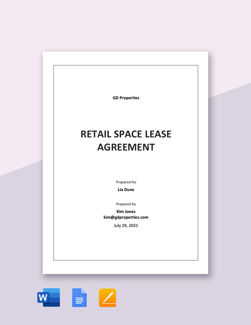 Retail Space Lease Agreement Template
