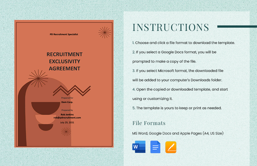 Recruitment Exclusivity Agreement Template in PDF Word Google Docs
