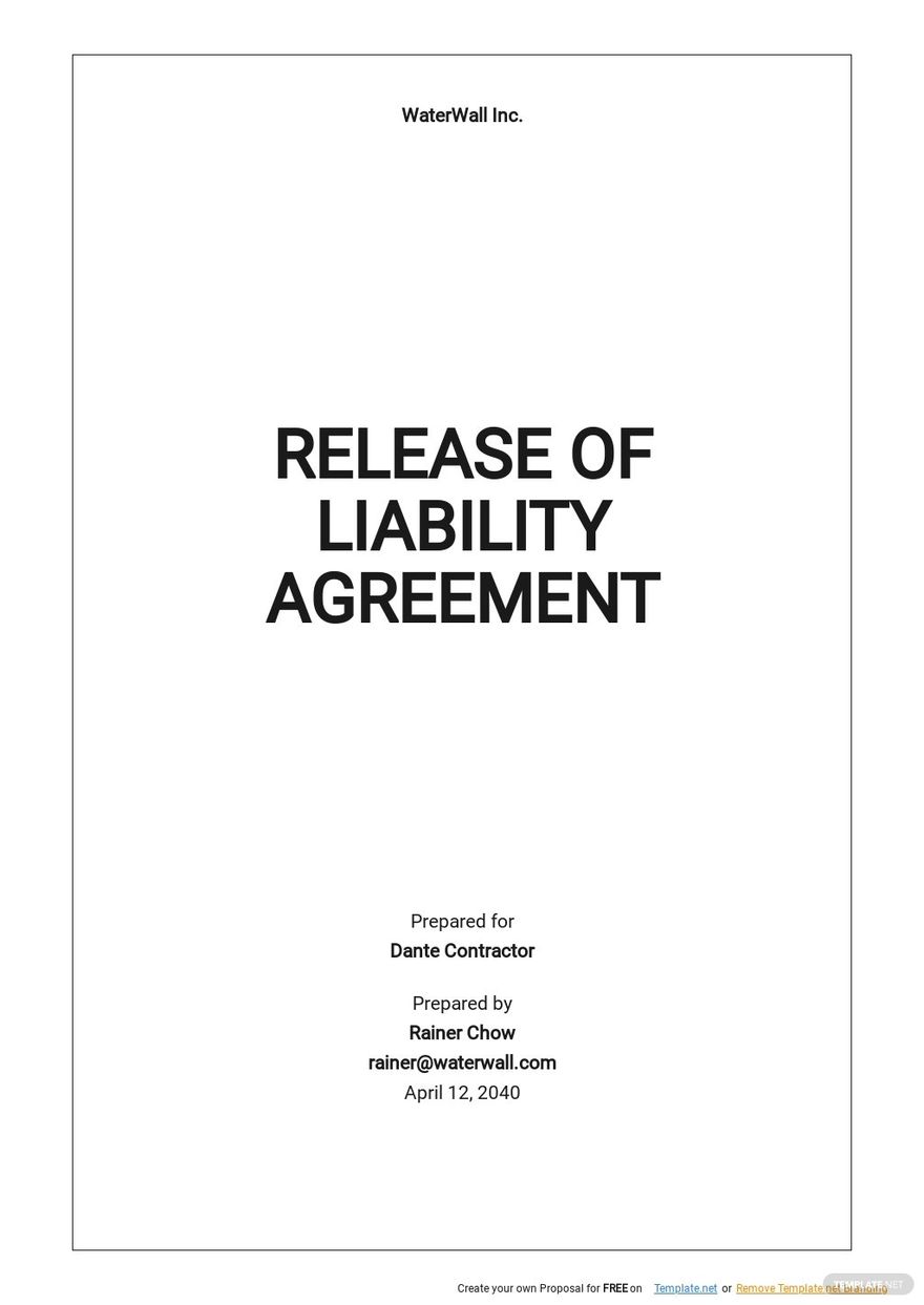 Release of Liability Agreement Template