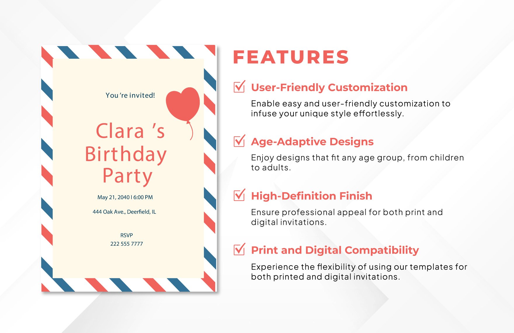 Birthday Invitation Card Template For Girl
