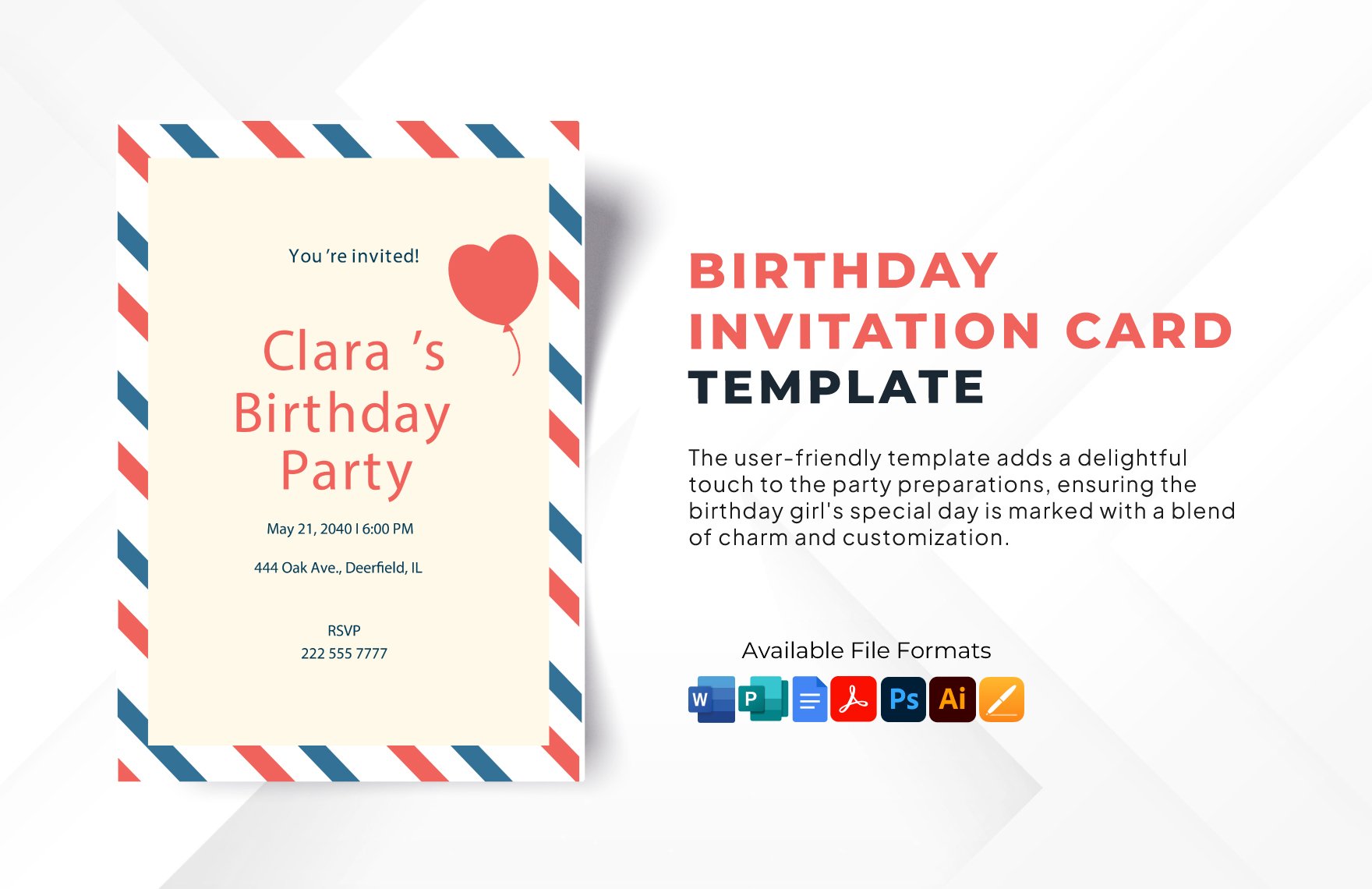 Birthday Invitation Card Template For Girl