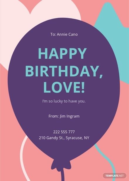 Birthday Card Template For Girlfriend