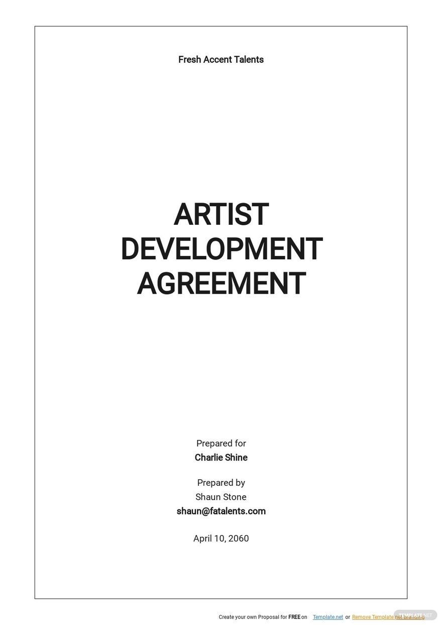 Artist Development Agreement Template