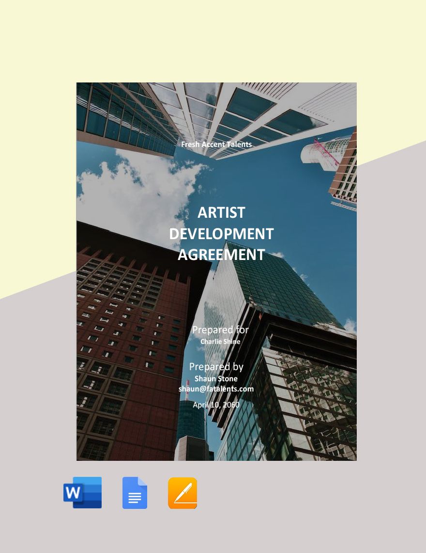 Artist Development Agreement Template