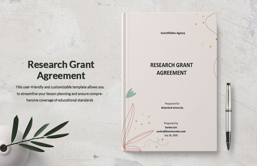 Research Grant Agreement Template in Pages Word Google Docs