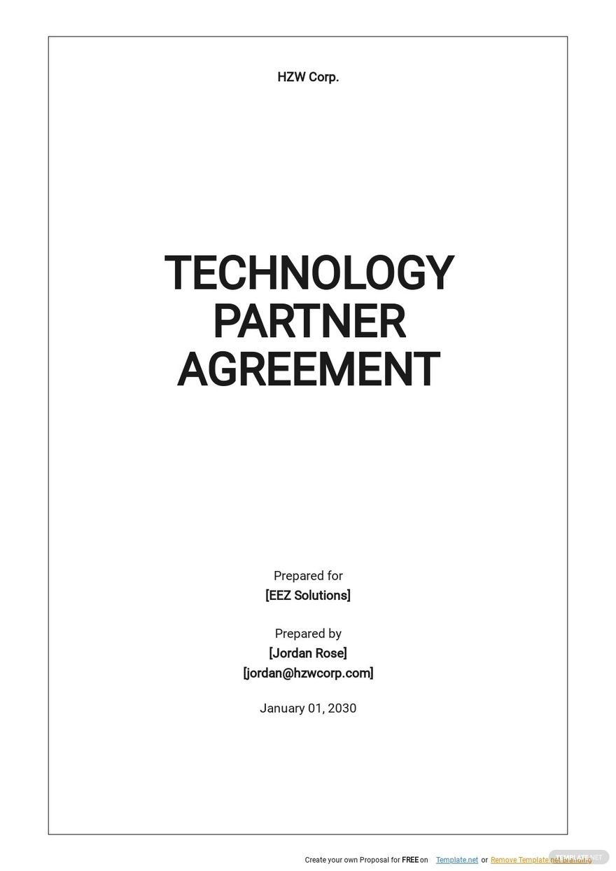 Technology Partner Agreement Template Google Docs Word Apple Pages
