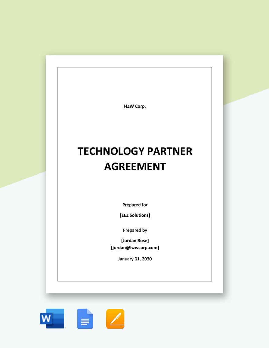 Technology Partner Agreement Template in Word, Google Docs, Apple Pages
