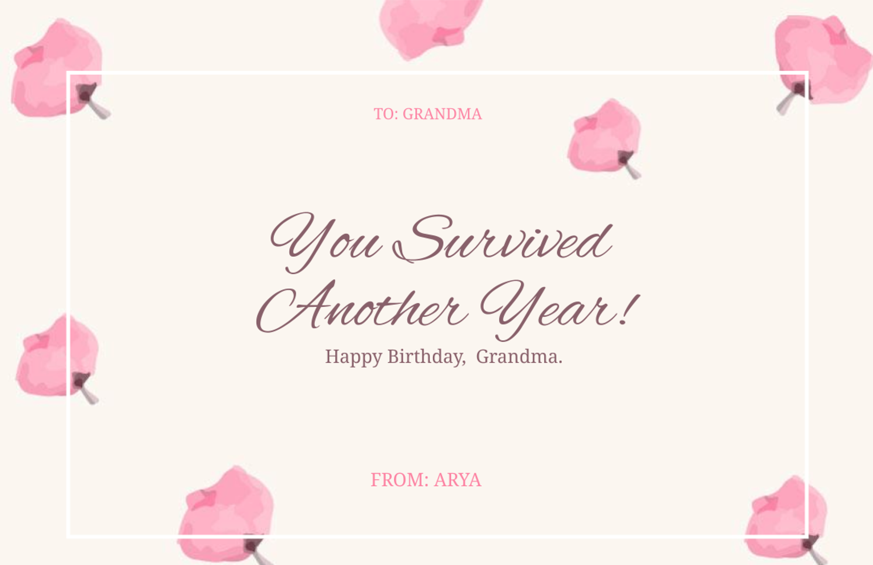 Creative Birthday Card Template For Grandma