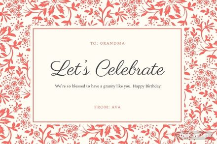 Birthday Greeting Card Template For Grandma