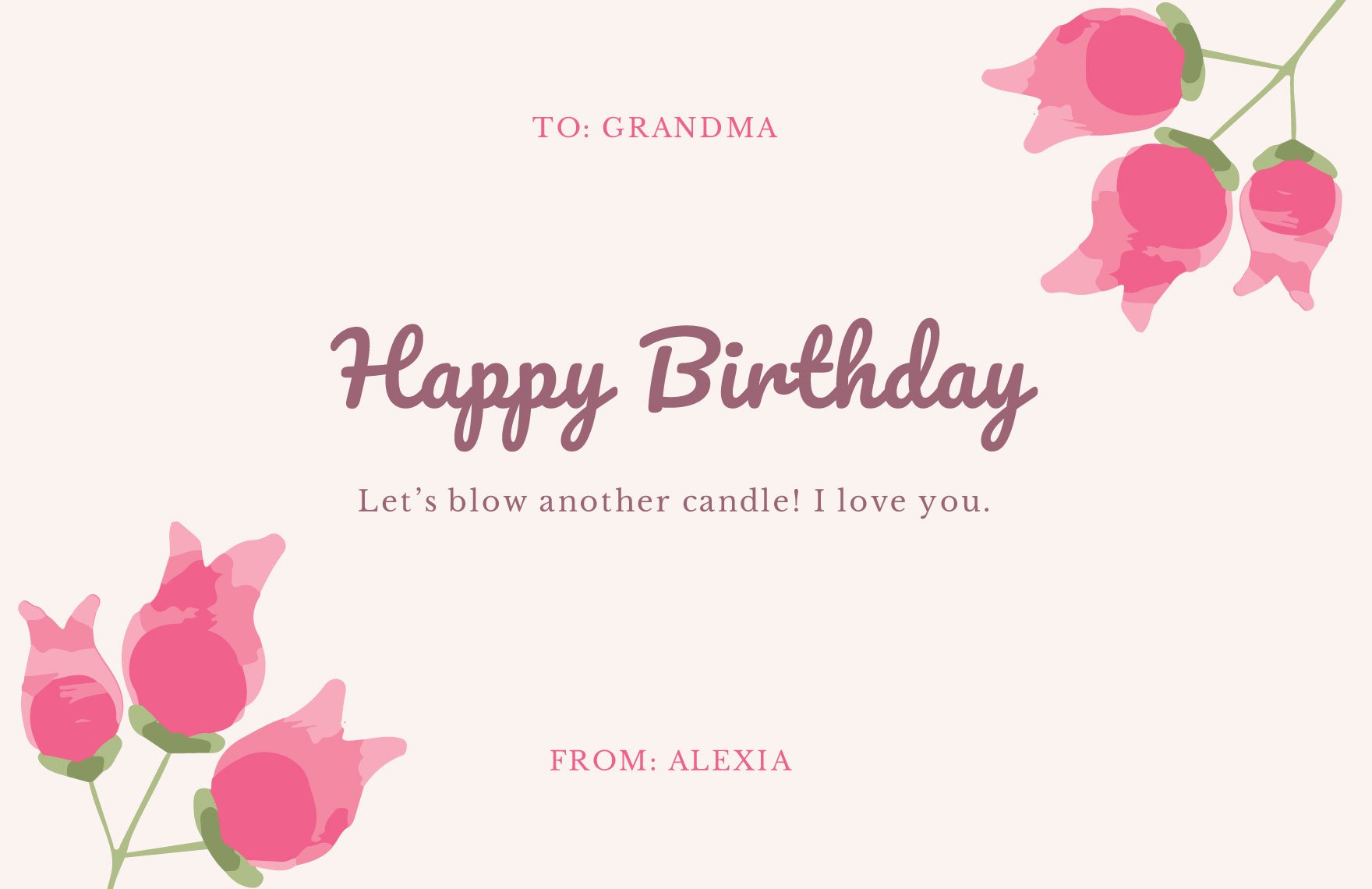 Simple Birthday Card Template For Grandma