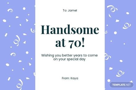 70th Birthday Card Template for Him