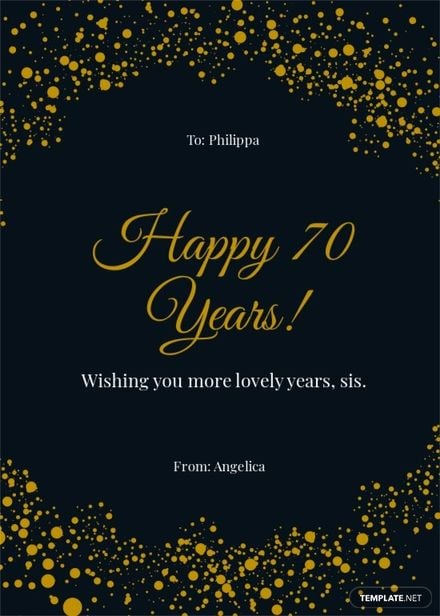 Sisters 70th Birthday Card Template