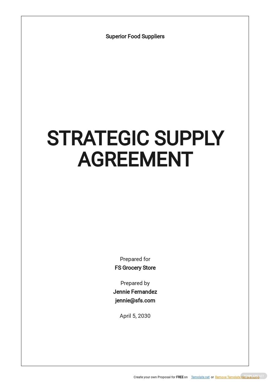 Strategic Supply Agreement Template Google Docs Word Apple Pages 