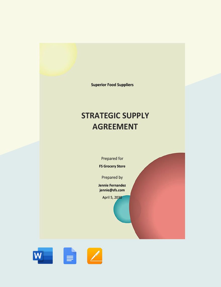 Strategic Supply Agreement Template