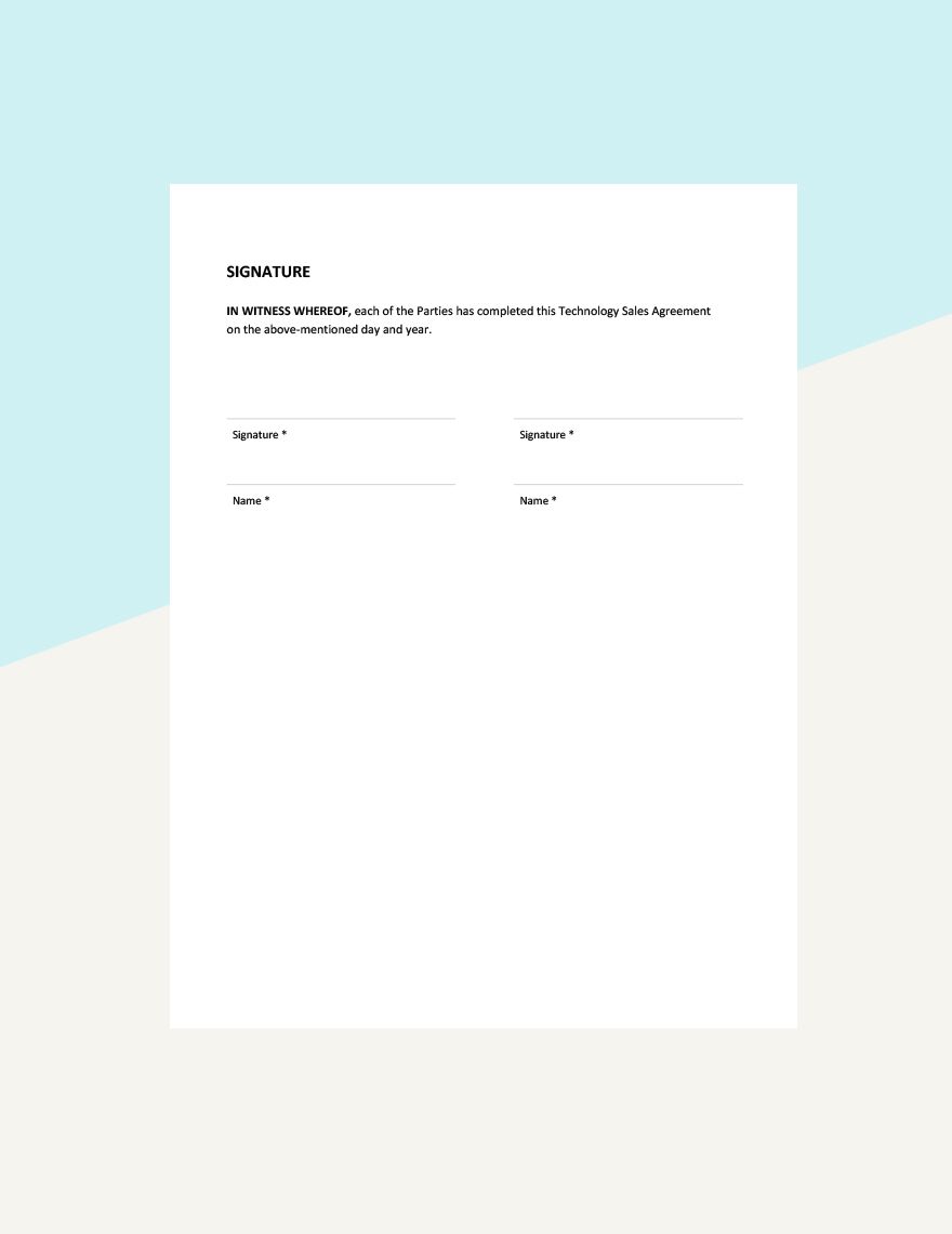 Technology Sales Agreement Template 