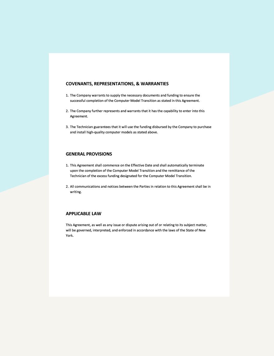 Technology Transition Agreement Template 
