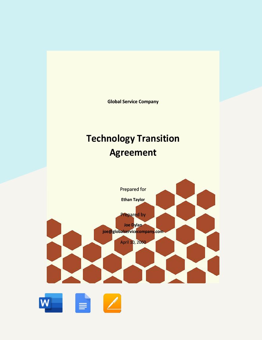 Technology Transition Agreement Template  in Word, Google Docs, Apple Pages