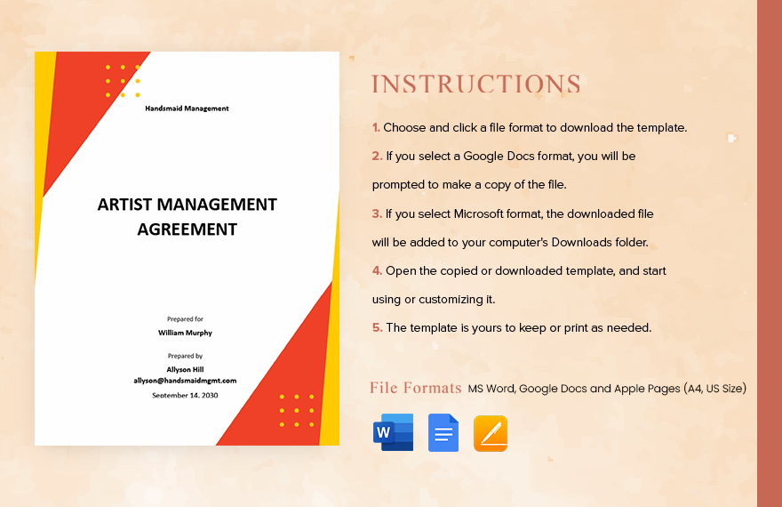 Artist Management Agreement Template