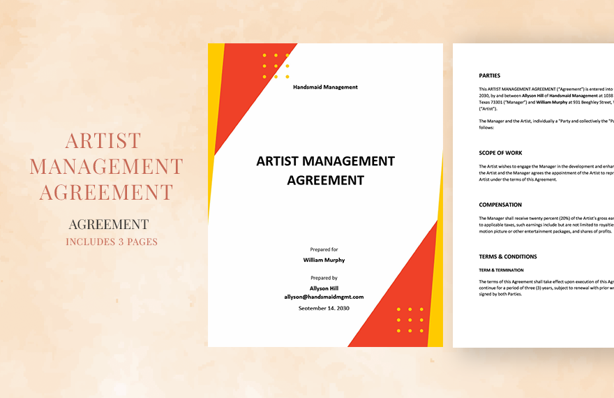 Artist Management Agreement Template