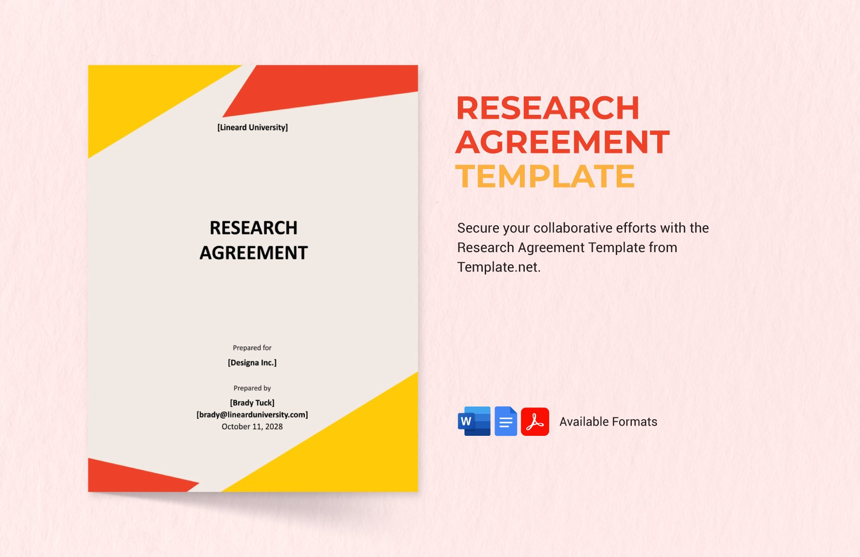 Research Agreement Template in Word, Google Docs, PDF, Apple Pages