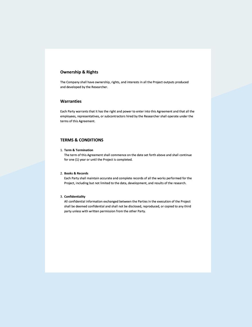 Contract Research Agreement Template
