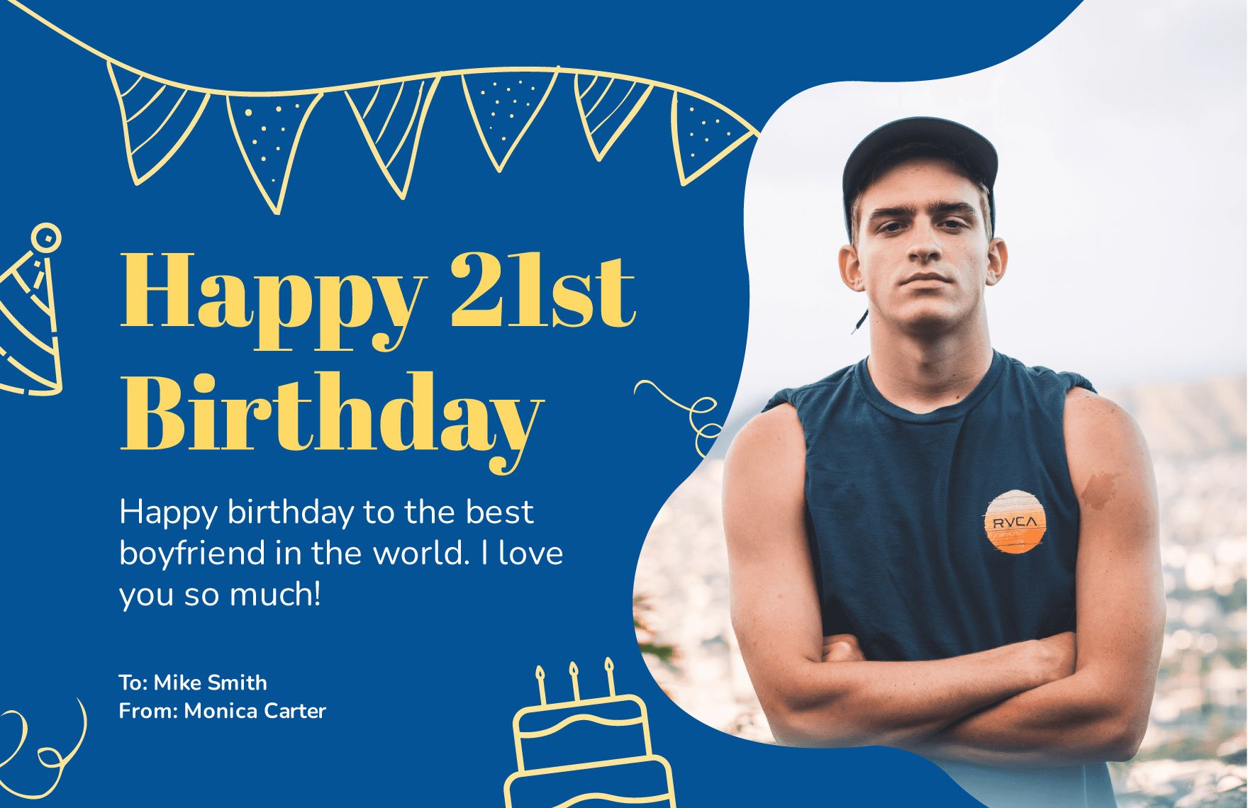 21st Birthday Card Template for Him