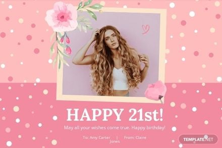Simple 21st Birthday Card Template For Her