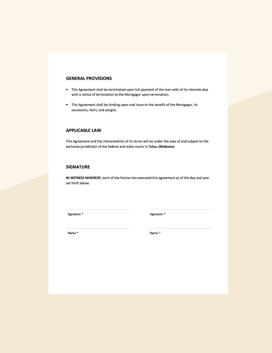 Mortgage Financing Agreement Template