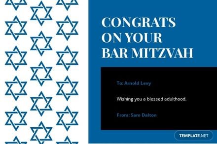 Bar Mitzvah Congratulations Card Template