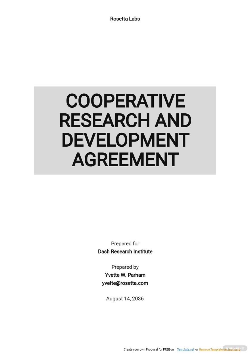 Free Cooperative Research and Development Agreement Template