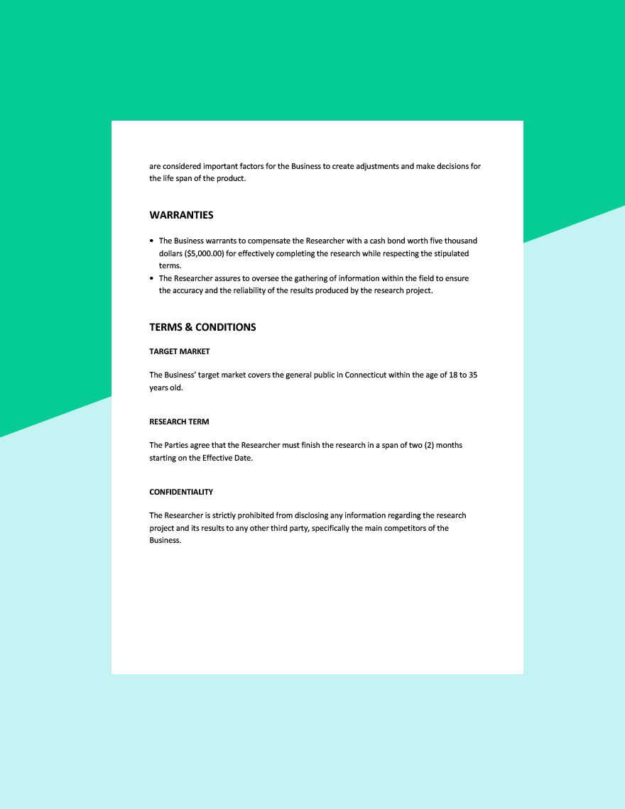 Market Research Agreement Template