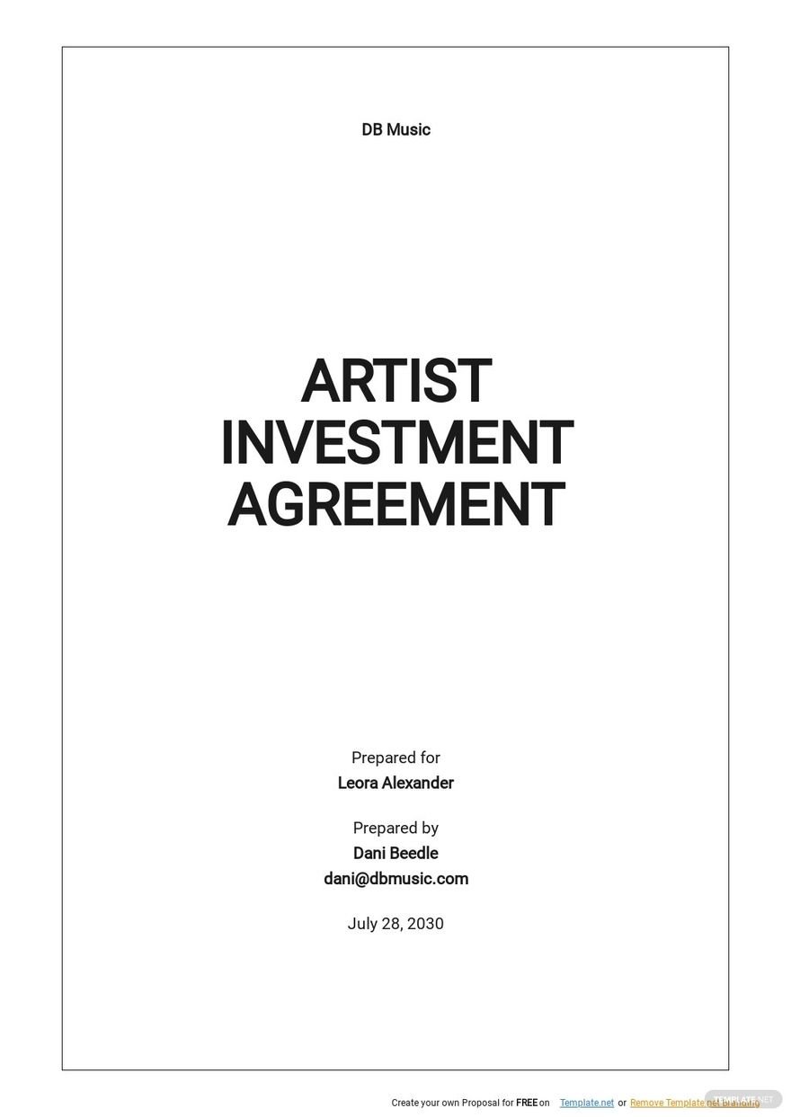 Artist Investment Agreement Template
