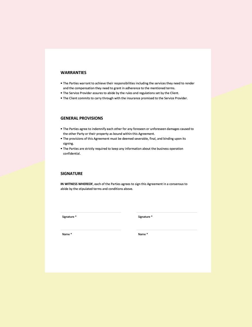Basic Cleaning Service Level Agreement Template
