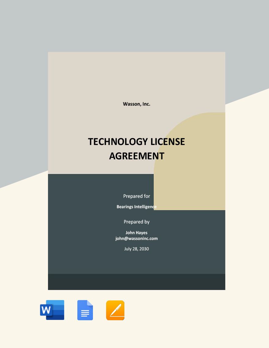 Technology License Agreement Template in Word, Google Docs, Apple Pages